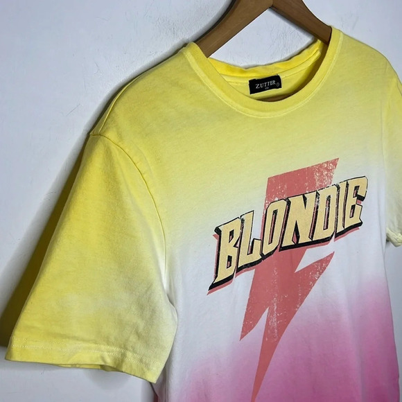 BLONDIE Ombré Modern Graphic Spellout Band T Shirt - Picture 4 of 9